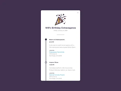 Day 79 – Itinerary 079 beers birthday breakdown calendar dailyui event itinerary mobile party user interface web