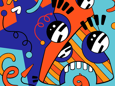 Colors&Shapes abstract acrylic art colors geometry illustration monster star vector