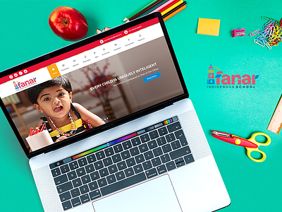 Fanar School Website Mockup college website icon design institution website laptop mockup one page design school icons school website slider design ui design web design website design website mockup