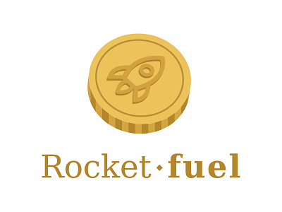 3D Rocket-fuel logo 3d design 3d logo. gold coin logo design rocket serif