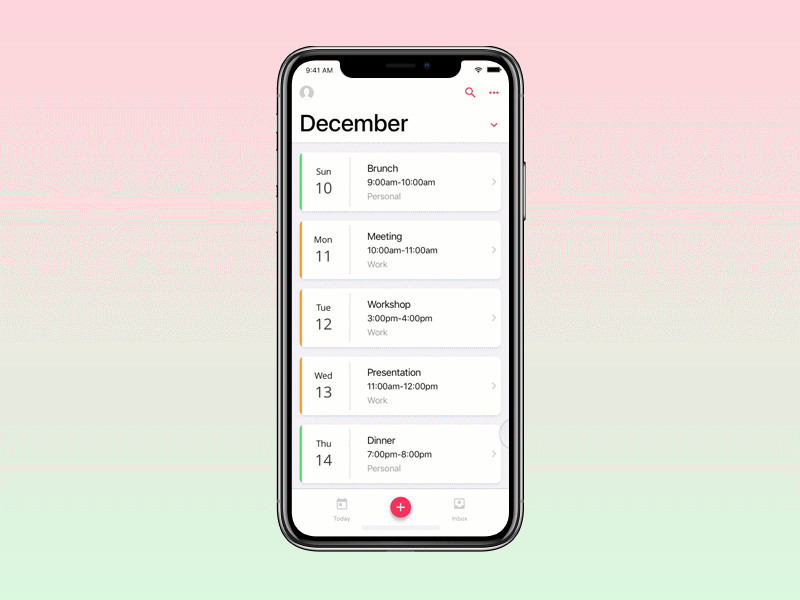 Calendar App Concept animation calendar interaction principle ui ux