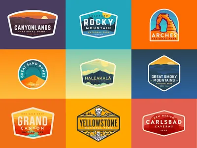 2017 National Park Badges badge emblem logo nature patch series sticker typography