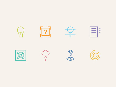 Process Icon Set experience flat geometric icon line process research simple