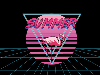 80's 80 80s design flamingo illustration pink summer sun t shirt t shirt design