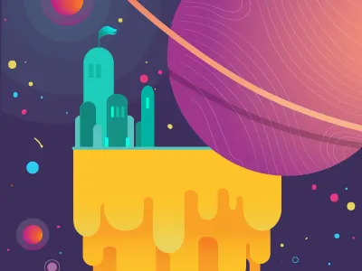 Universe castle colorful galaxy illustration planet space space illustration stars sun