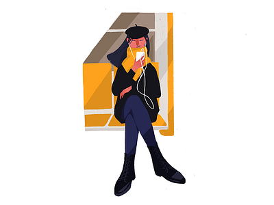 Music in the subway girl music smartphone subway