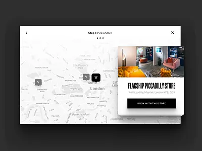 Booking Module - Pop Up - Desktop booking locator map module store