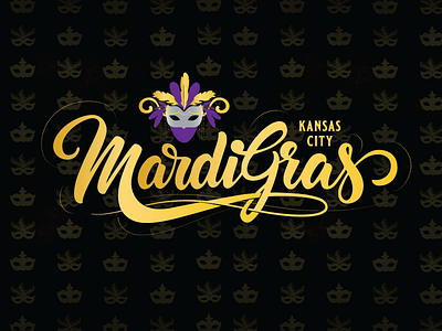 Mardi Gras kansas city kc logo mardi gras mask masquerade new orleans non profit typography