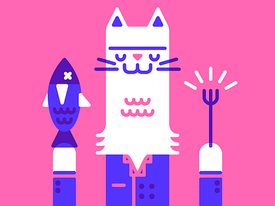 Dinner Cat cat character illustration minimal vector