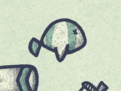 Dead Fishy dead fin fish fishy halftone