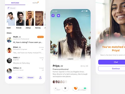Dating app animation clean dating gif girl ios like match tinder ui white
