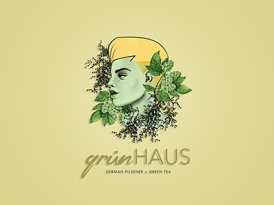 grünHAUS – German Pilsener + Green Tea beer brand german pilsener german pilsner green green tea illustration logo tea