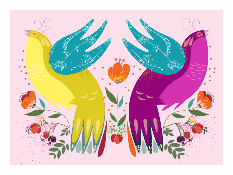 birdies adobe autumn birds colors design flower flowers illustration