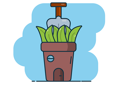 House in danger arrietty danger flower garden ghibli minimal plant pot shovel threat world