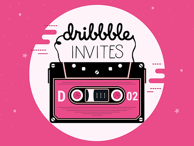 Dribbble Invitation 2 audio away cassette designer dribbble give invitation invite notification player retro