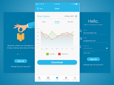 UI Design for Expense Manager App app chart design expense ios manager sign up tracker ui ux