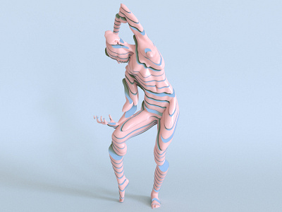 Figure Study 3d blue c4d female figure pastel pink slice