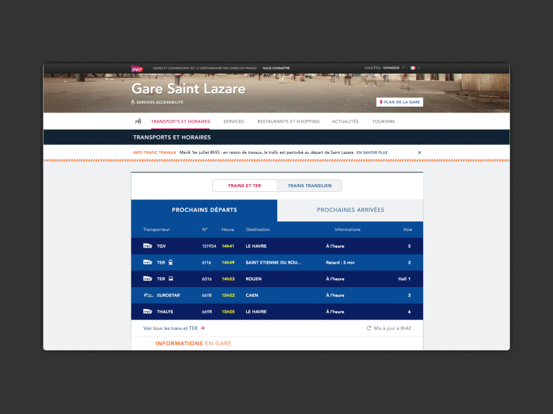 Gares & Connexions design interface sncf ui