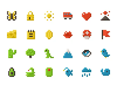 Pixel 8bit iconography icons pixel retro