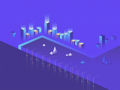 City Lights clean geometric gradient illustration isometric light minimal scale shadow simple sketch vector