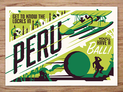 peru postcard design illustration indiana jones movie posters postcards travel