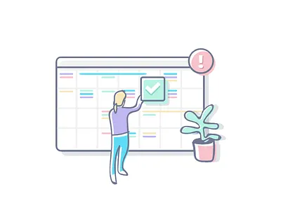 Stay Organized alert blue pants calendar illustration purple shirt todo workflow