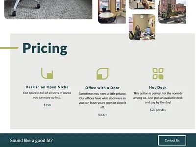 Niche Coworking – Pricing coworking icons website
