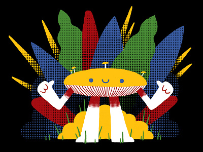 Gus character colour design halftone illustration kylebrush mushroom oc photoshop print tshirt