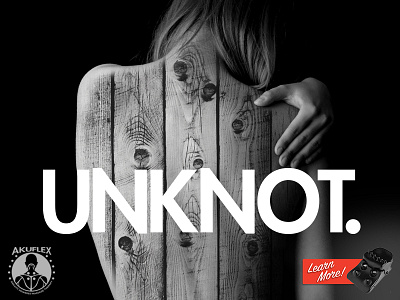 Unknot advertising black marketing neck pain red unknot white wood