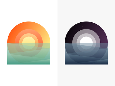 Sun & Moon Illustration color flat gradient illustration minimal moon sun sunrise sunset