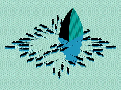 Uber rats fleeing sinking ship editorial illustration illustrator techcrunch uber