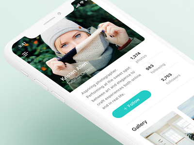 Photographer's Pleasant Profile app design follow ios iphone x photo photograpy profile ui ux