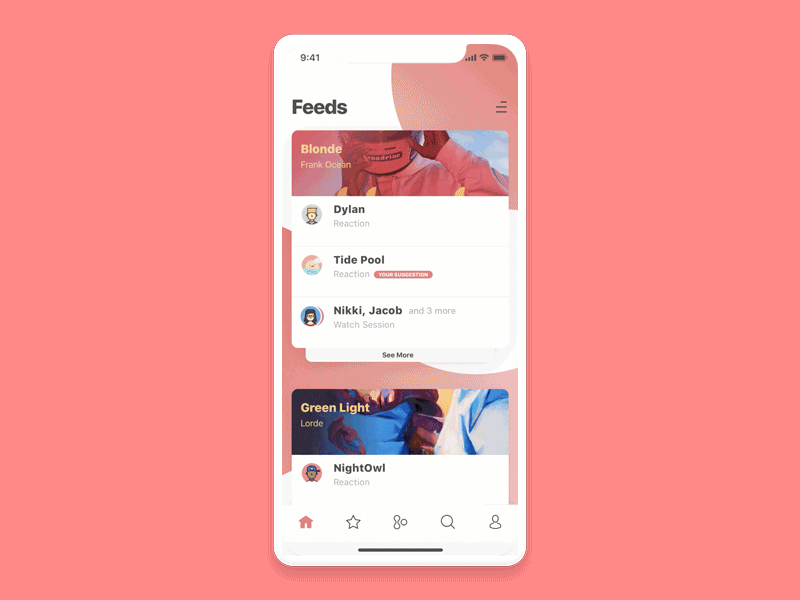 Feeds List Transition animation feeds iphone x list transition ui design