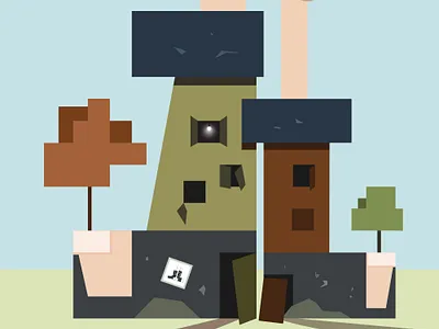 "An Old Pair of Warm Houses", 2025, Digital art. color modernart