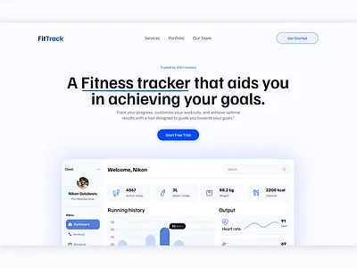 FitTrack Hero Section – Streamlining Fitness Management fitnessapp fitnessdashboard fitnesstechnology fitnesswebsite personaltraining trainertools workouttracking