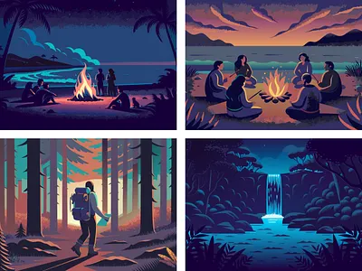 Explore Adventure Illustrations adventure background camping character claystock flat forest illustration game illustration illustrations landscape nature outdoor web wild