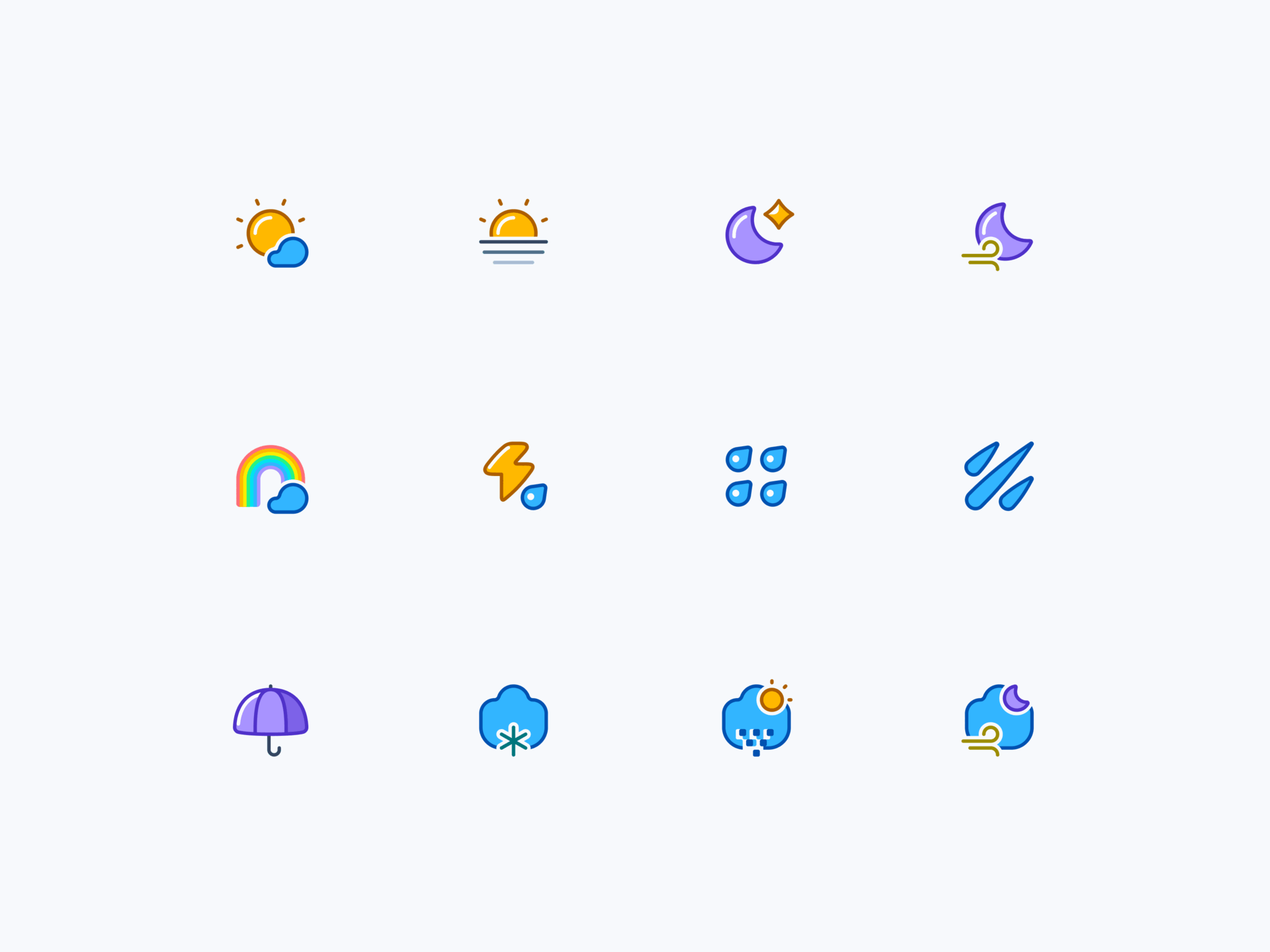 Weather Icon Set creativeicons figmacommunity figmaicons icon icondesign icons iconset uiicons weather weathericons