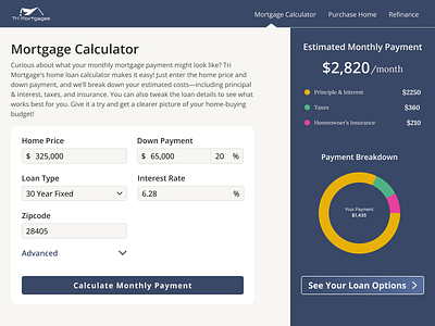 Mortgage Calculator UI design mortgage calculator ui web design web page