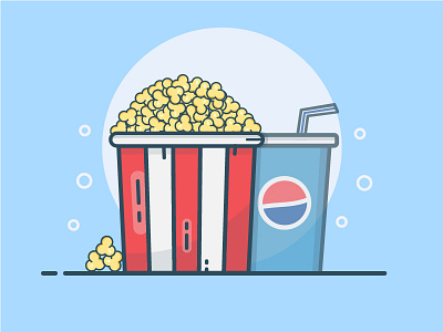 Movie Time dribbble dribbbler drink flat icon illustration illustrator lineart minimal movie shots vector