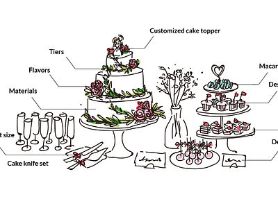 Cake & Dessert cake dessert hand drawing wedding