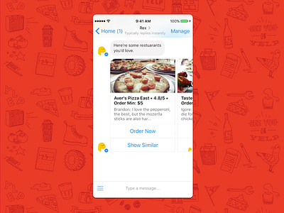 Close up of the Yelp Chatbot ai bot bots chat chat bots chatbot conui conversational ui facebook messenger messaging messenger yelp