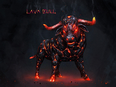 Lava Bull ancient bull fiery golem heat horned hot lava mythological stone volcano