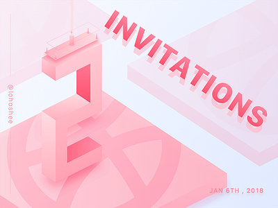 2x Dribbble invites 🏀 🏀 🏀 dribbble free giveaway illustration invitation invite isometric