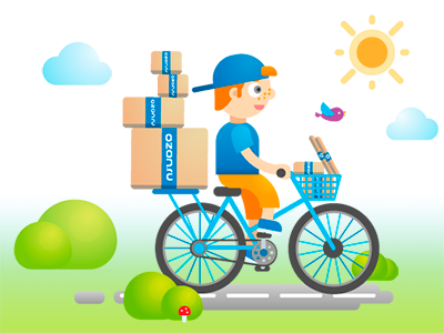 Summer courier adobe illustrator bike courier illustration summer vector