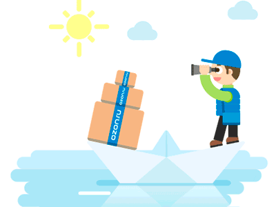 Courier on the paper boat adobe after effect adobe illustrator animation boat courier illustration river spring vector