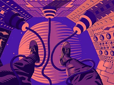 Kepler 22b - View from Spacecraft’s Inside digital illustration drawing future futuristic illustration scifi vector illustration