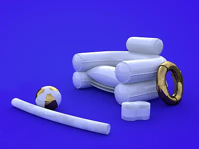 Pool lounge 3d ball blue buoy c4d chair float inflatable klein lounge marble noodle pool render