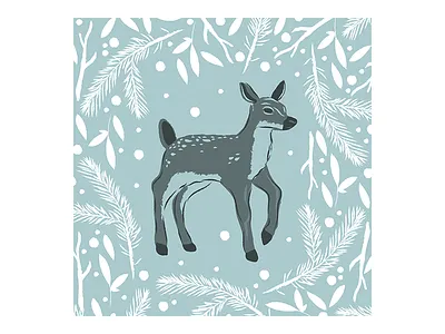 Winter Fawn adobe animal deer drawing duatone fawn graphic design illustration illustrator snow vector winter