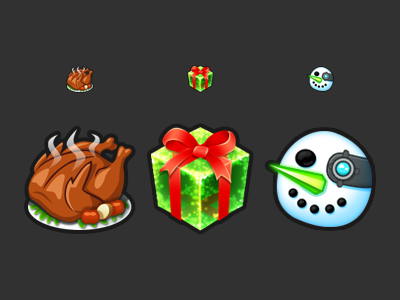 Twitch Subscriber Emotes bow chicken cube dinner gift iskallium present pubg roast snowman winner