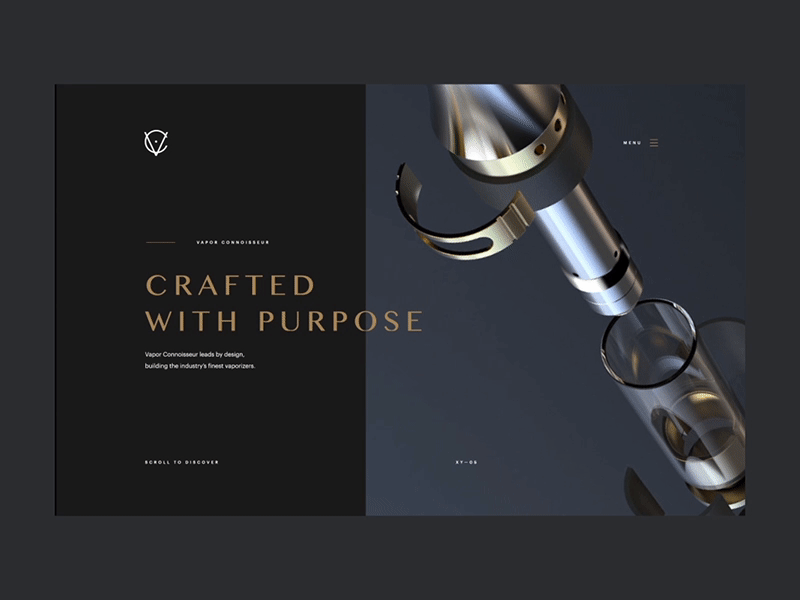 VC — Landing Intro black clean design gold minimal motion ui ux vaporizer web